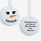 Smiling Snowman Personalized Christmas Ornaments - 42987