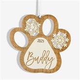 Snowflake Pet Paw Personalized Wood Ornament  - 43150
