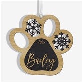 Snowflake Pet Paw Personalized Wood Ornament  - 43150