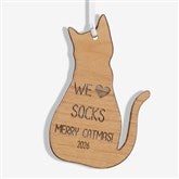 Personalized Cat Wood Christmas Ornament - 43151