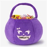Pumpkin Faces Embroidered Plush Halloween Treat Bags - 43335