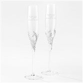 Engraved Athena Jeweled Wedding Flute Set - 43995