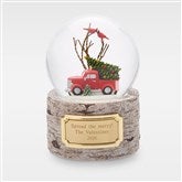 Engraved Holiday Cardinal on House Snow Globe   - 45541