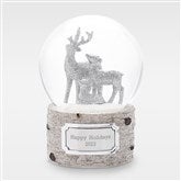 Engraved Silver Glittering Deer Snow Globe   - 45543