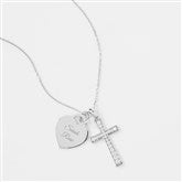 Silver Cross Heart Neck