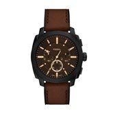 Engraved Fossil Machine Watch with Brown Leather Band - 47213