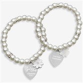 God Bless Personalized Faux Pearl Flower Heart Bracelet  - 47329