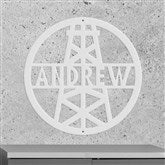 Oil Derrick Sign-Silver