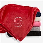 Wedding Initials Embroidered Fleece Throw Blanket - 48465