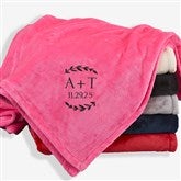 Wedding Initials Embroidered Fleece Throw Blanket - 48465