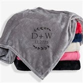 Wedding Initials Embroidered Fleece Throw Blanket - 48465