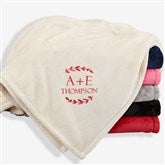 Wedding Initials Embroidered Fleece Throw Blanket - 48465