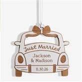 Just Married Personalized Wood Wedding Ornaments - 49075