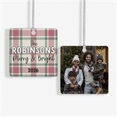 Festive Plaid Personalized Christmas Ornaments - 49259