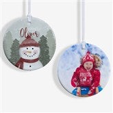 Watercolor Snowman Personalized Christmas Ornaments - 49261