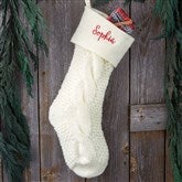Embroidered Ivory Cable Knit Stocking by Jessie James Decker - 52239
