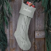 Embroidered Grey Cable Knit Stocking by Jessie James Decker - 52240