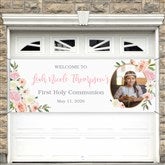 Floral First Communion Personalized Banner - 53254