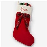 Red Stocking w Plaid Bow