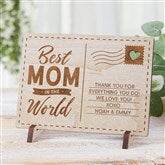 ngraved Best Mom In The World Wooden Postcard   - 54765
