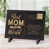 ngraved Best Mom In The World Wooden Postcard   - 54765