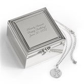 Engraved Sterling Silver Initial Disc Necklace  Jewelry Box Set - 55506