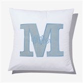 Light Wash Denim Initial  Name Embroidered Applique Throw Pillow - 55760
