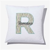 Meadowbrook Flourish Initial  Name Embroidered Applique Throw Pillow - 55767