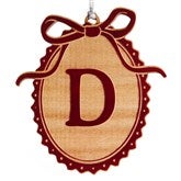 Engraved Wood Bow Initial Ornament by Jessie James Decker - 56578
