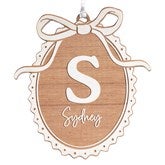Engraved Wood Bow Initial Ornament by Jessie James Decker - 56578