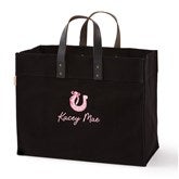 Kittenish Embroidered Western Icons Tote in Black   - 56629