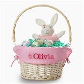 Checkered Egg Embroidered Willow Easter Basket with Folding Handle - 57189