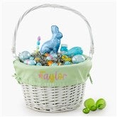 Floral Name Embroidered White Easter Basket with Folding Handle - 57527