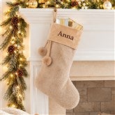 Embroidered Plush Fur Christmas Stockings - 57799