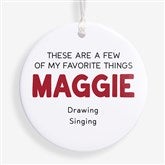 My Favorite Things Personalized Round Ornament - 58843