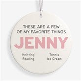 My Favorite Things Personalized Round Ornament - 58843