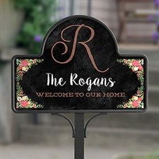 Personalized Welcome Yard Stake - Posh Floral - 16517