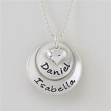 Personalized Stackable Round Disc Necklace - Layered Love - 16539D