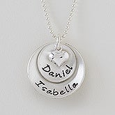 Personalized Stackable Round Disc Necklace - Layered Love - 16539D