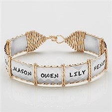 Diamond Pattern Personalized Family Bracelet - 14k Gold  Silver - 16544D