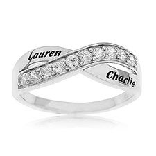 Personalized Sterling Silver Ring - Romantic Crossover - 16558D