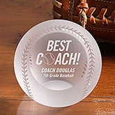 Personalized Best Baseball Coach Award - Crystal Baseball - 16595