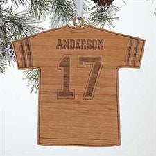 Personalized Football Jersey Christmas Ornament - Wood - 16661