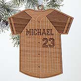 Personalized Baseball Jersey Christmas Ornament - Wood - 16662