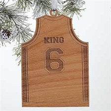 Personalized Sports Christmas Ornaments - Basketball Jersey - Wood - 16663