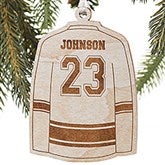 Personalized Sports Christmas Ornaments - Hockey Jersey - Wood - 16664