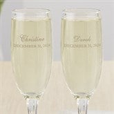 Personalized Wedding Glass Flute Set - The Loving Couple - 16674