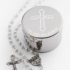 Personalized Religious Rosary Keepsake Box - Full Of Grace - 16696
