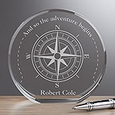 Personalized Premium Crystal Award - Compass Inspired - 16716