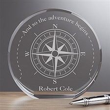 Personalized Premium Crystal Award - Compass Inspired - 16716